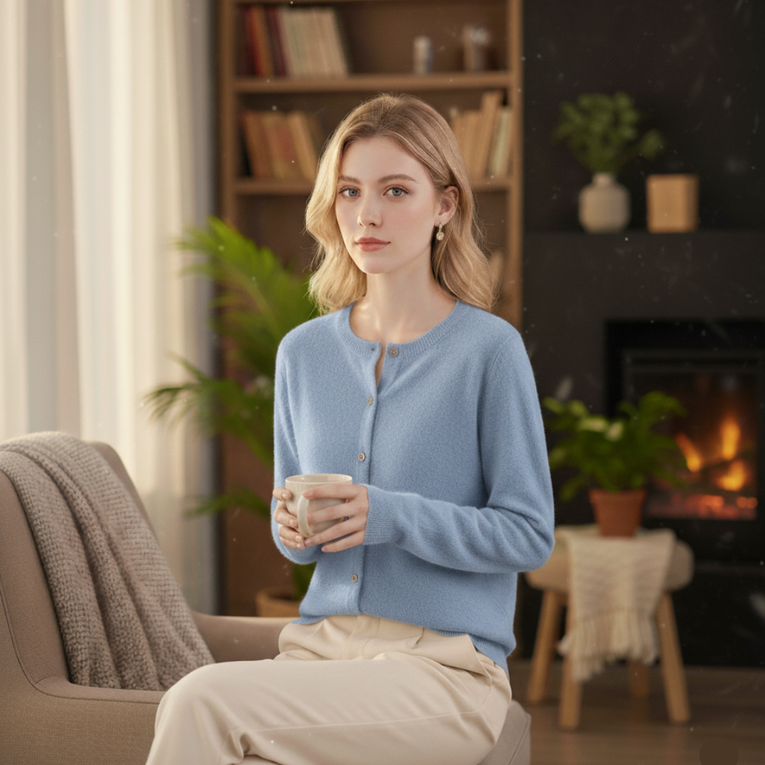 Tanja Damen Strickjacke mit Rundhalsausschnitt