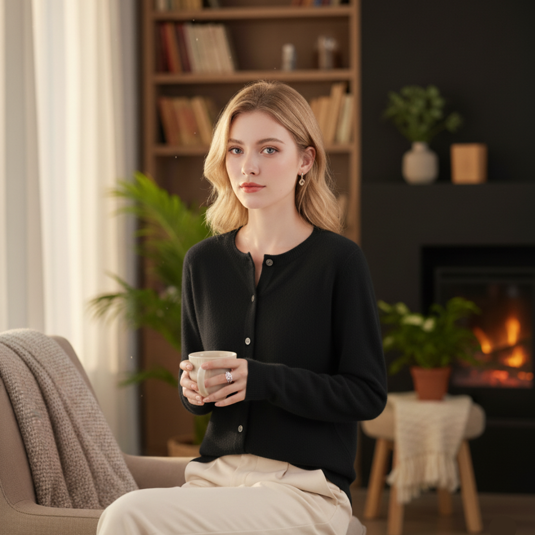 Tanja Damen Strickjacke mit Rundhalsausschnitt