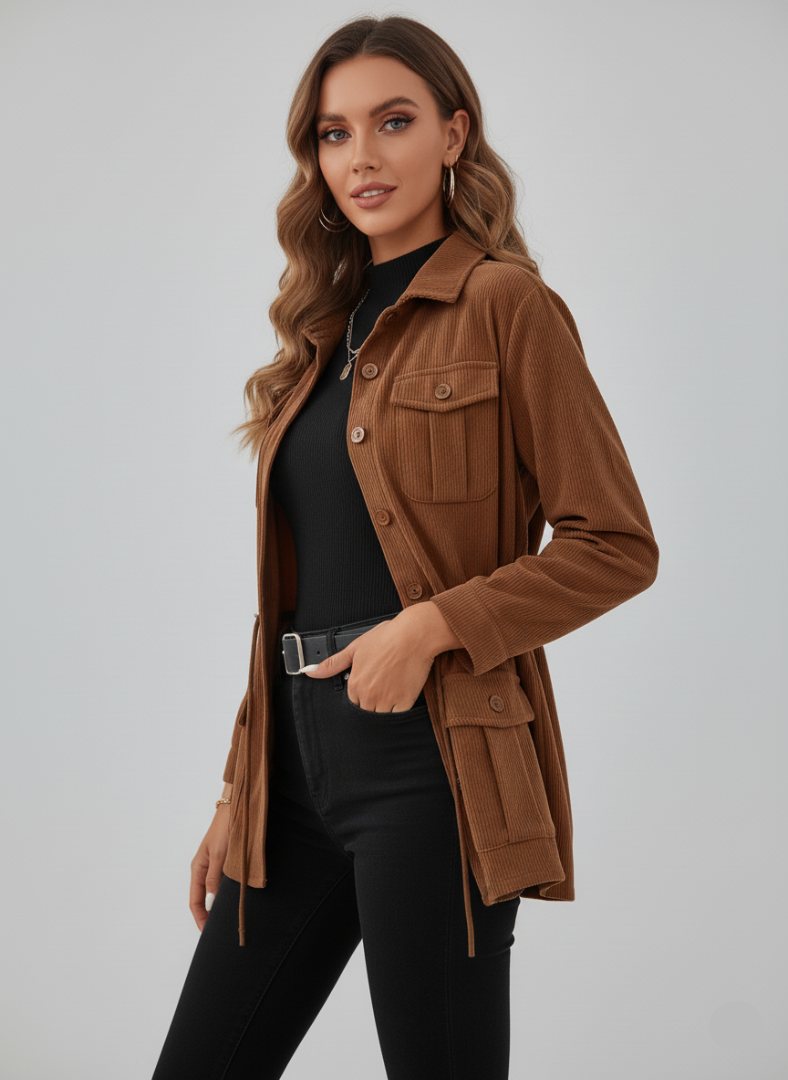 Damen Cordjacke mit Taschen