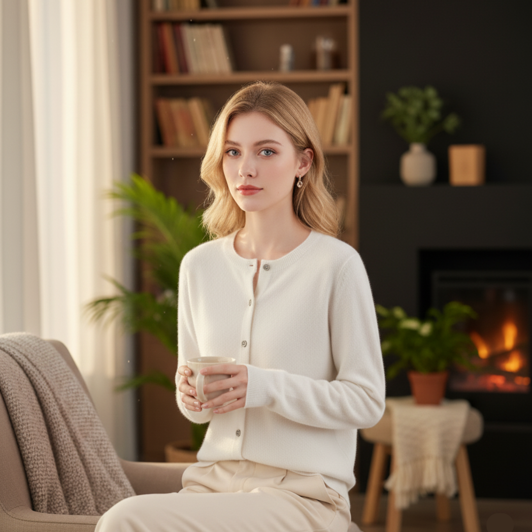 Tanja Damen Strickjacke mit Rundhalsausschnitt
