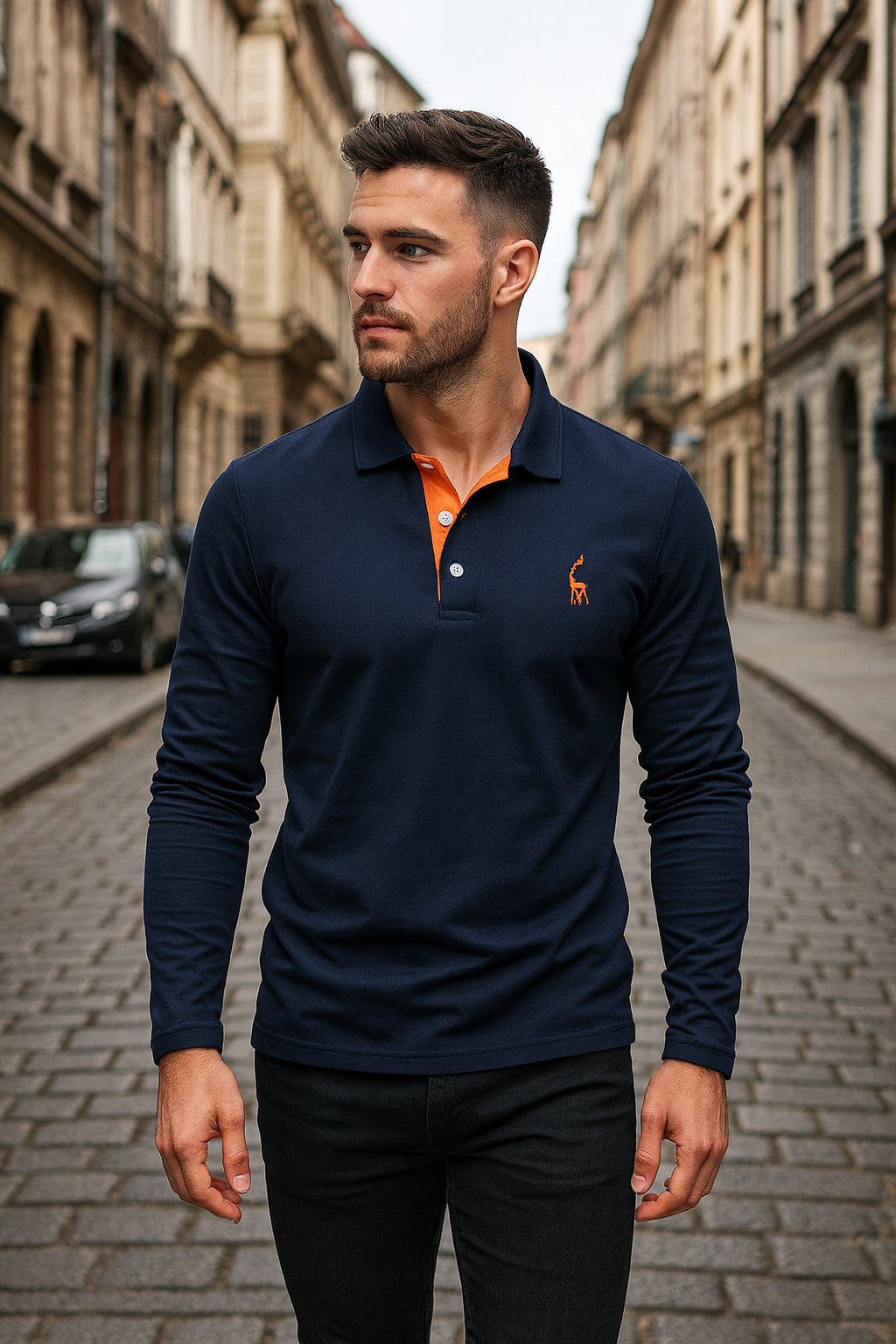 Herren Langarm-Polohemd