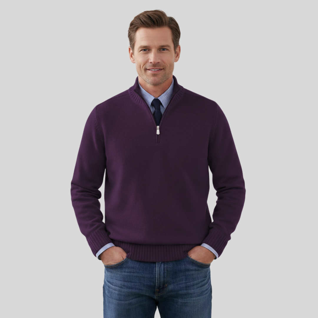 Duilio | Herrenpullover mit Halbreißverschluss