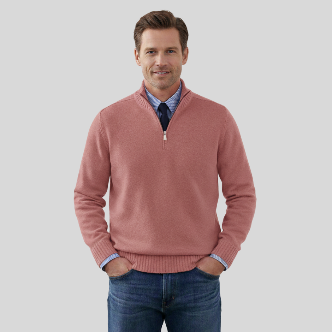 Duilio | Herrenpullover mit Halbreißverschluss