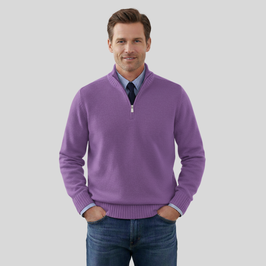 Duilio | Herrenpullover mit Halbreißverschluss