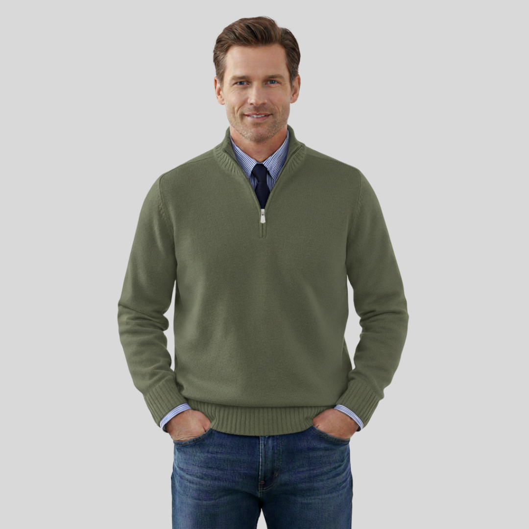 Duilio | Herrenpullover mit Halbreißverschluss
