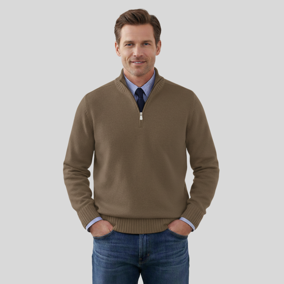 Duilio | Herrenpullover mit Halbreißverschluss