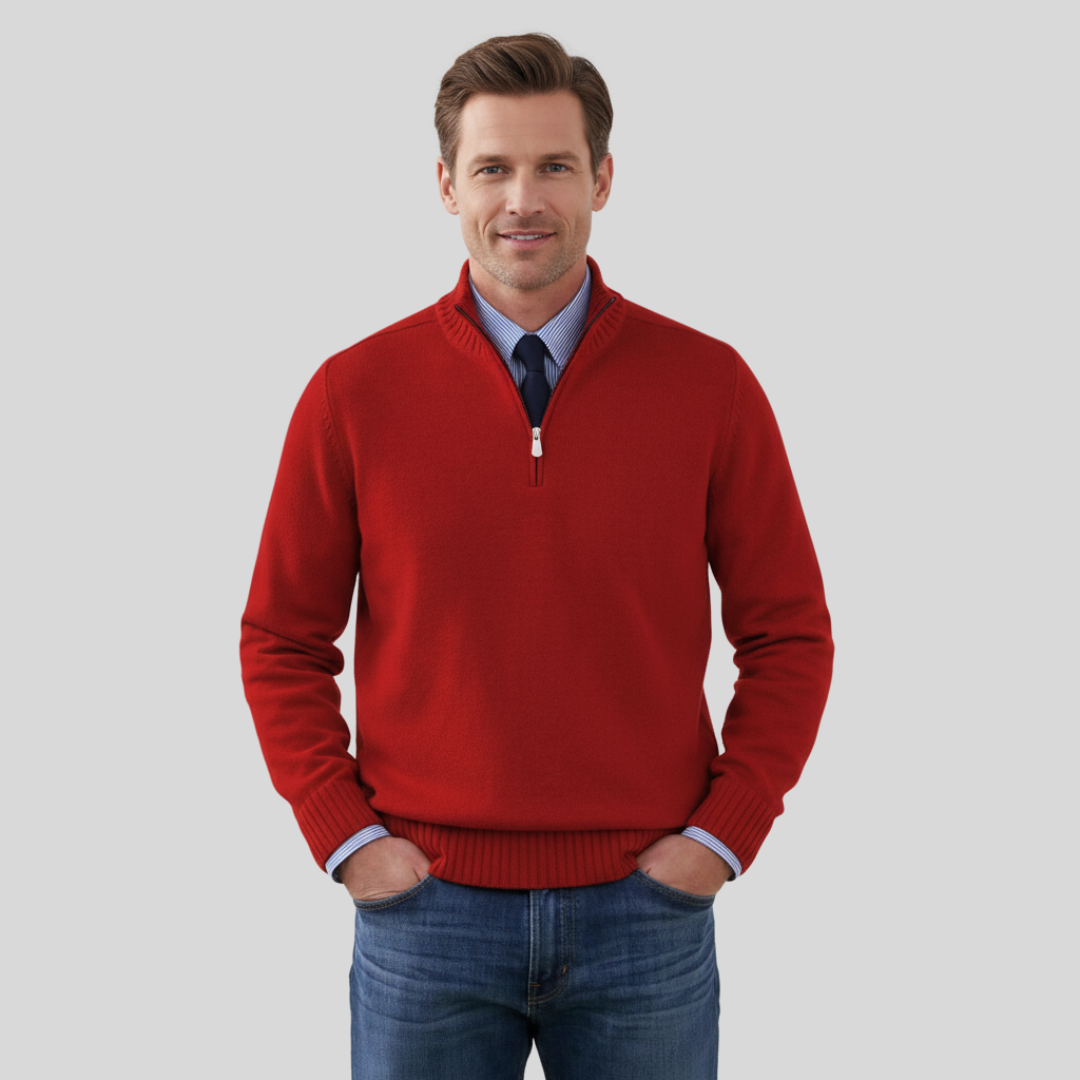 Duilio | Herrenpullover mit Halbreißverschluss
