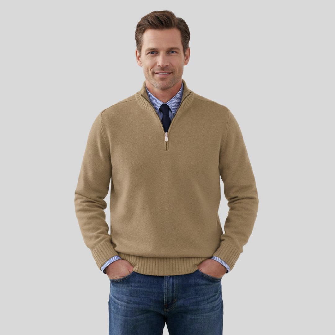 Duilio | Herrenpullover mit Halbreißverschluss