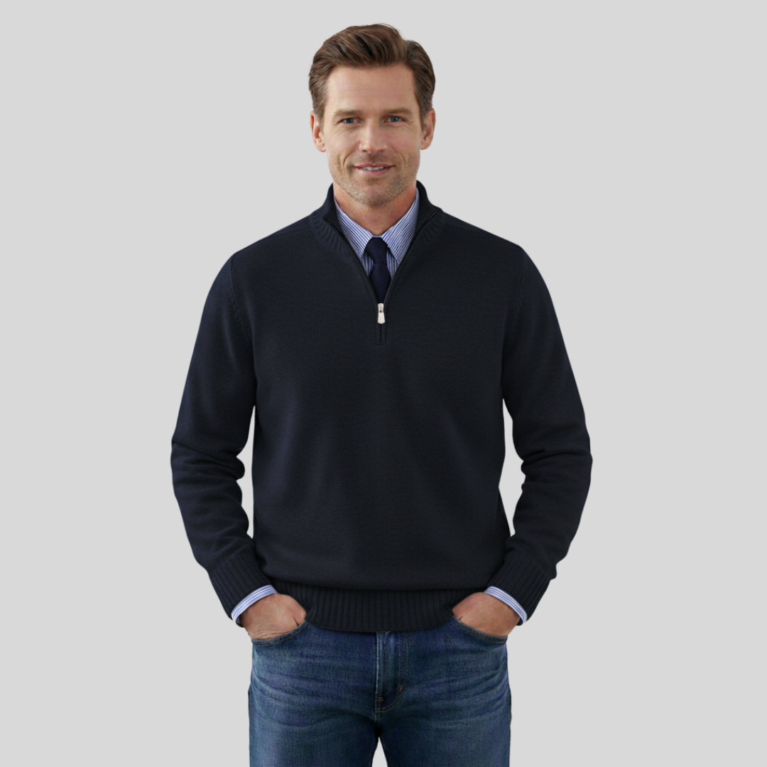 Duilio | Herrenpullover mit Halbreißverschluss