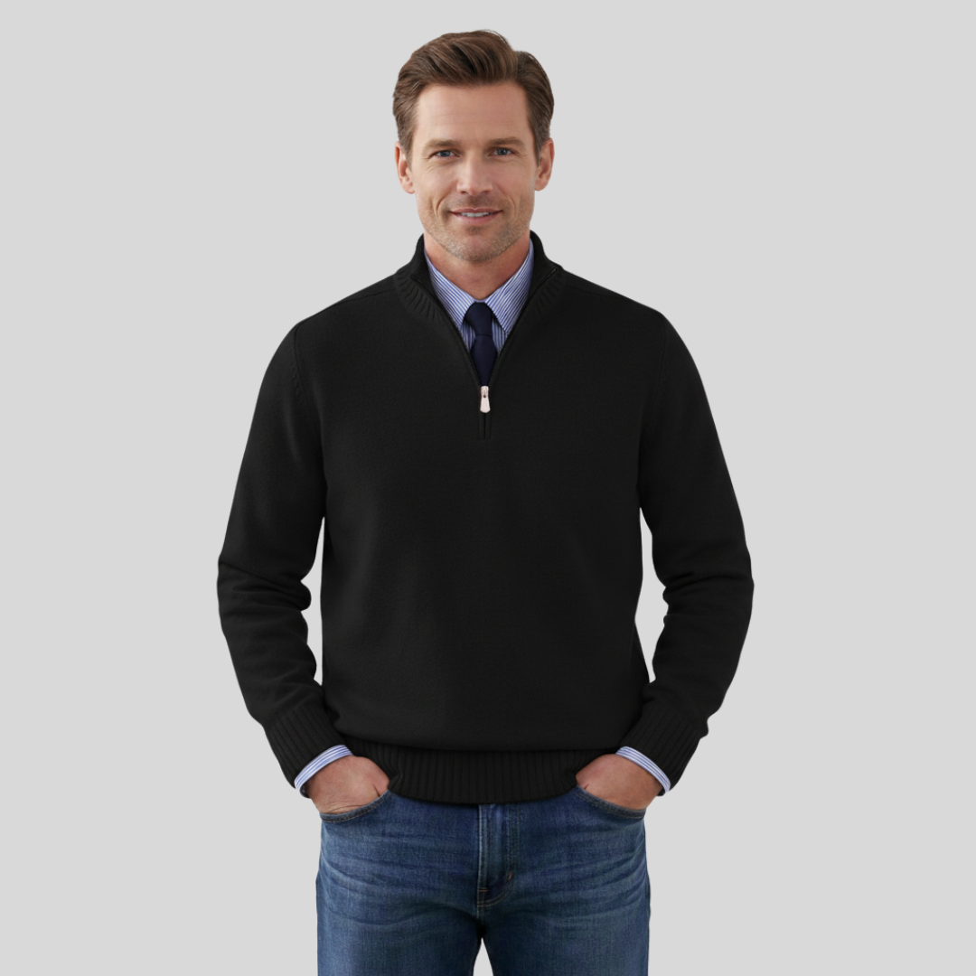 Duilio | Herrenpullover mit Halbreißverschluss