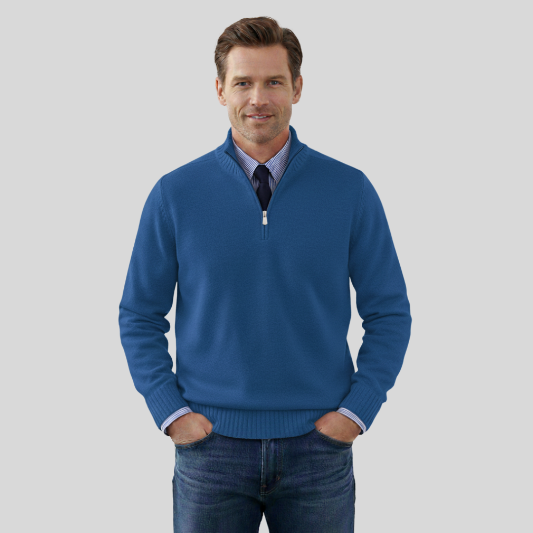 Duilio | Herrenpullover mit Halbreißverschluss