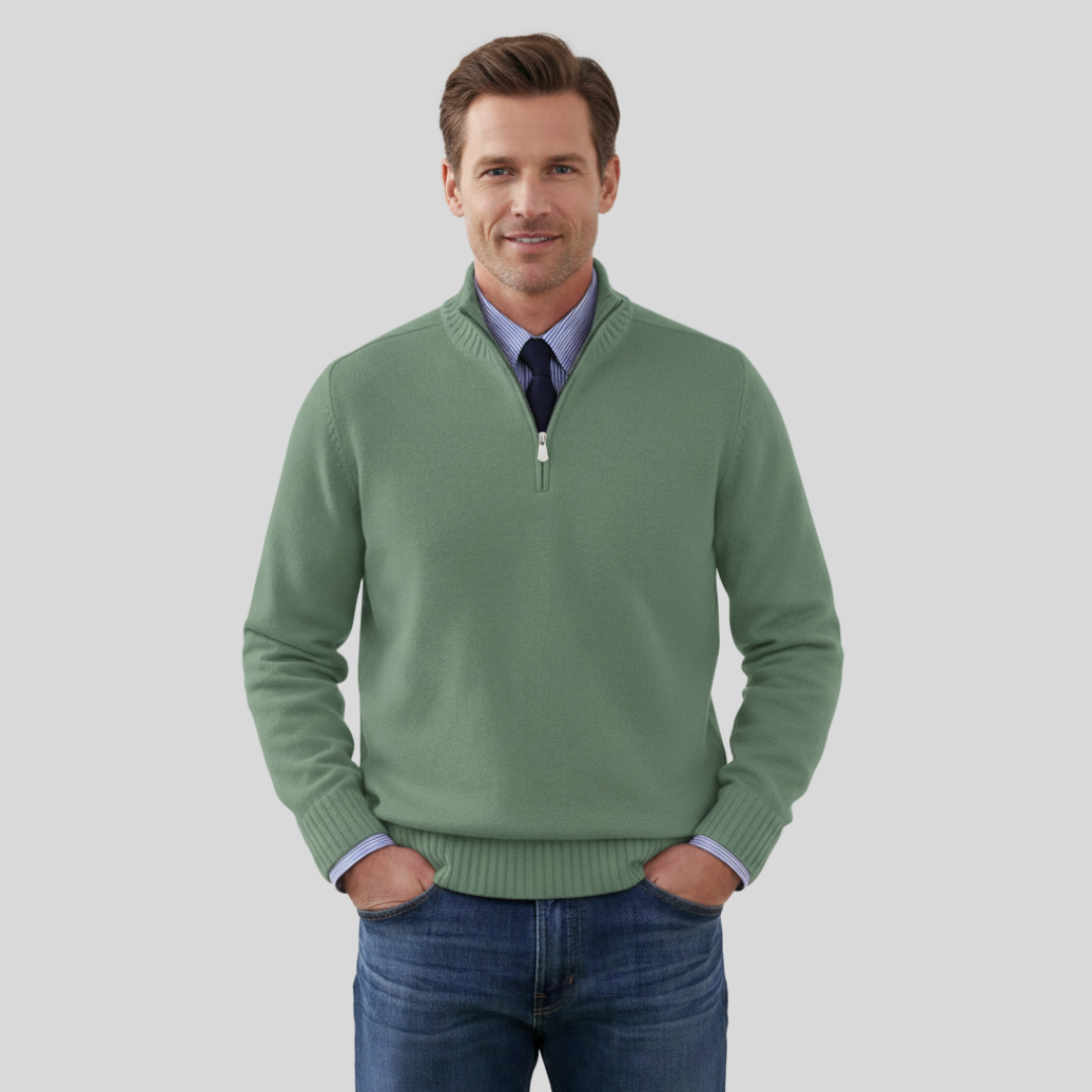 Duilio | Herrenpullover mit Halbreißverschluss
