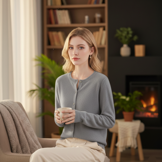 Tanja Damen Strickjacke mit Rundhalsausschnitt