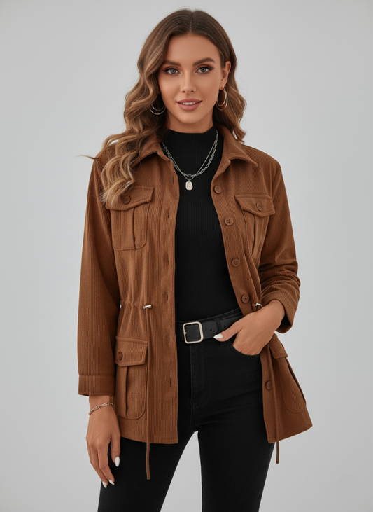 Damen Cordjacke mit Taschen