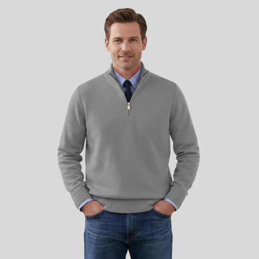 Duilio | Herrenpullover mit Halbreißverschluss